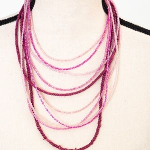 Boho beaded Barbie pink & purple shade necklace & earring set